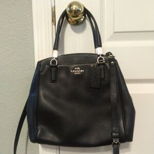 Coach Minetta Crossgrain Leather Black Satchel Crossbody Bag Handbag F34663